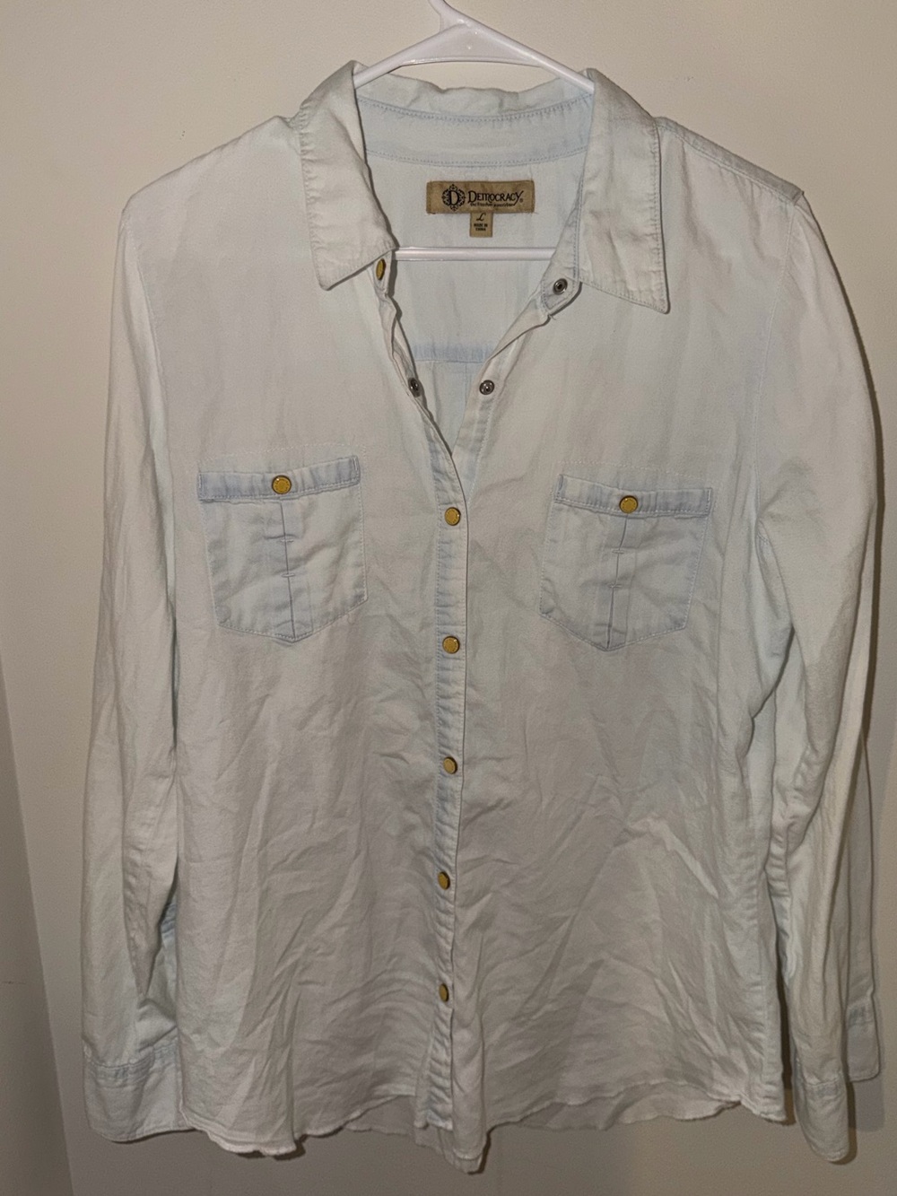 Democracy Light White Casual snap Button Shirt with Chest Pockets